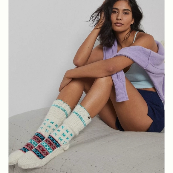 Anthropologie Parivaar Crew Socks - ivory - Picture 1 of 10